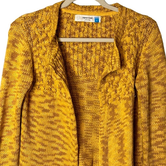 Anthropologie Sparrow Lodi Cardigan Mustard Yellow Tan Space Dye Size Small - Picture 3 of 12